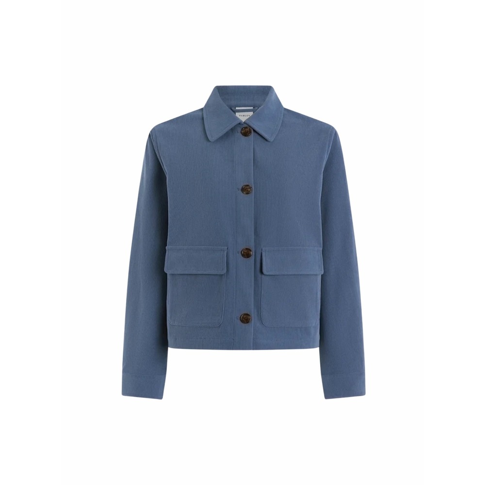 Varley Carlotta Slate Blue Corduroy Button Front Pocket Shirt Jacket NWOT $188 M